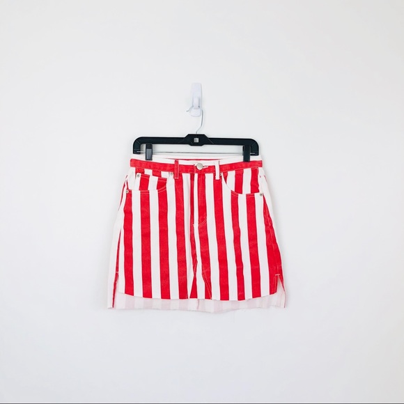 asos red denim skirt